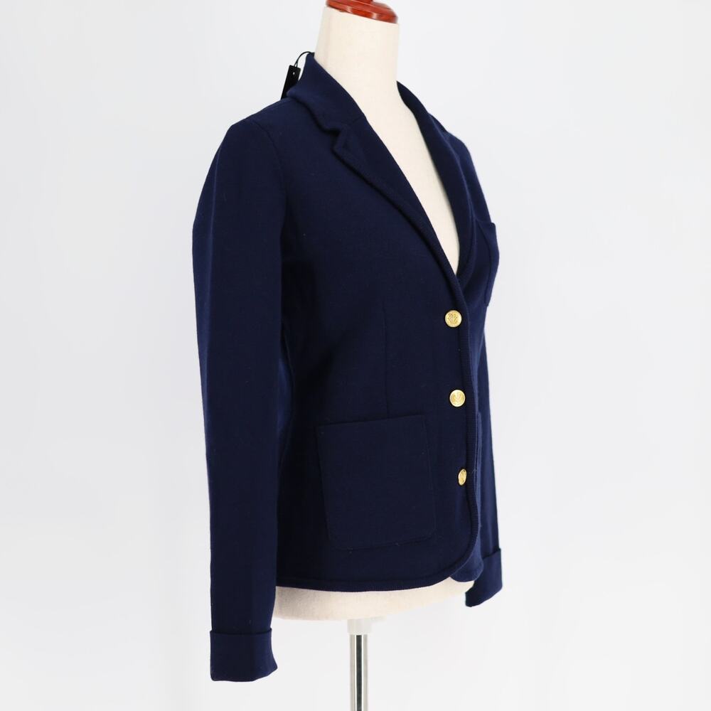Rag & Bone Women Navy Merino Wool Knit Alex Slim Front Button Blazer Size S - Picture 7 of 11